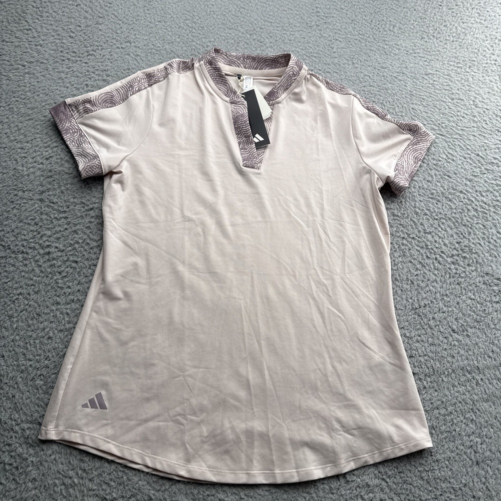 Adidas Golf Shirt Womens Medium Polo Ultimate S/S Peach Performance Pickleball